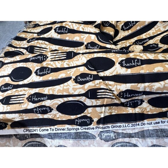 Thankful Harvest Bountiful Utensil Pattern Cotton Fabric 1/2 yard x 42" - Picture 5 of 9